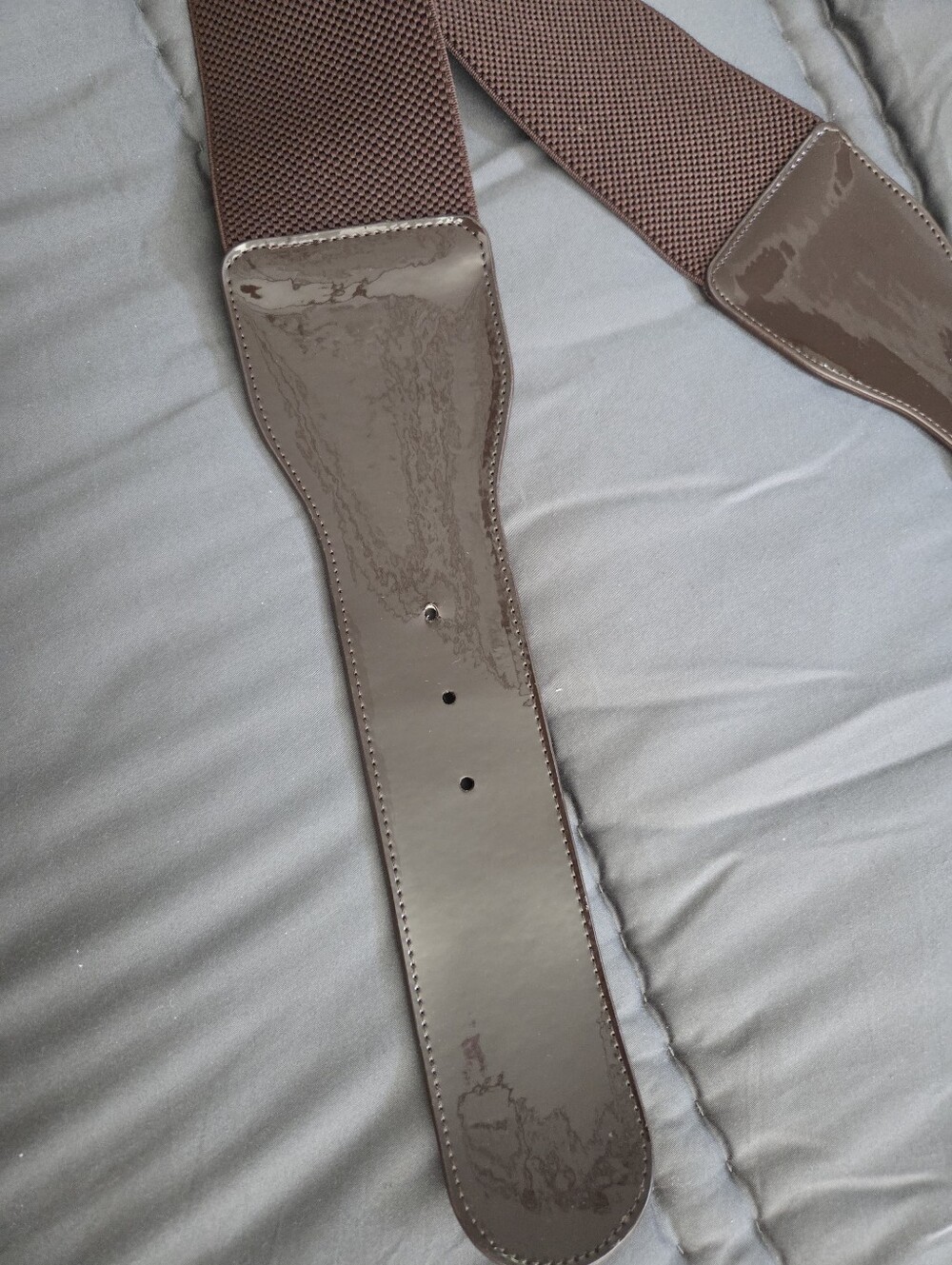Ralph Lauren Dark Brown Wide Patent Leather/Elastized Belt - Picture 8 of 8